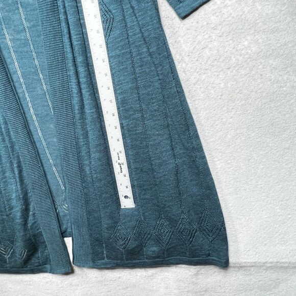 Catherines Cardigan Sweater Womens Size 1X Teal Knit Long Sleeve Open Front - Picture 8 of 10